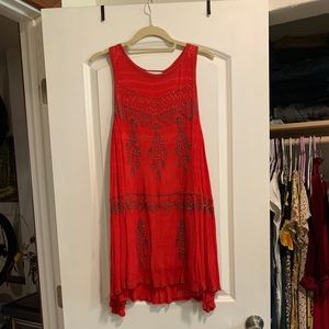 Free people red beaded dress